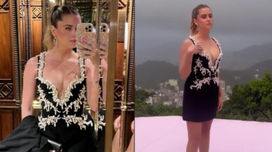 Valentina Ferragni, l’abito ricoperto di perle è un lusso per pochi