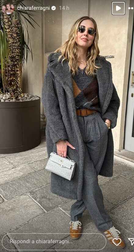 Chiara Ferragni, che lusso con il maxi cappotto in teddy e la borsa Hermès FOTO