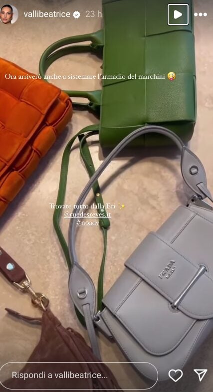 Dalle Bottega Veneta alle Prada per arrivare alle Celine: Beatrice Valli sfoggia la sua collezione di borse sui social, una più costosa dell’altra!